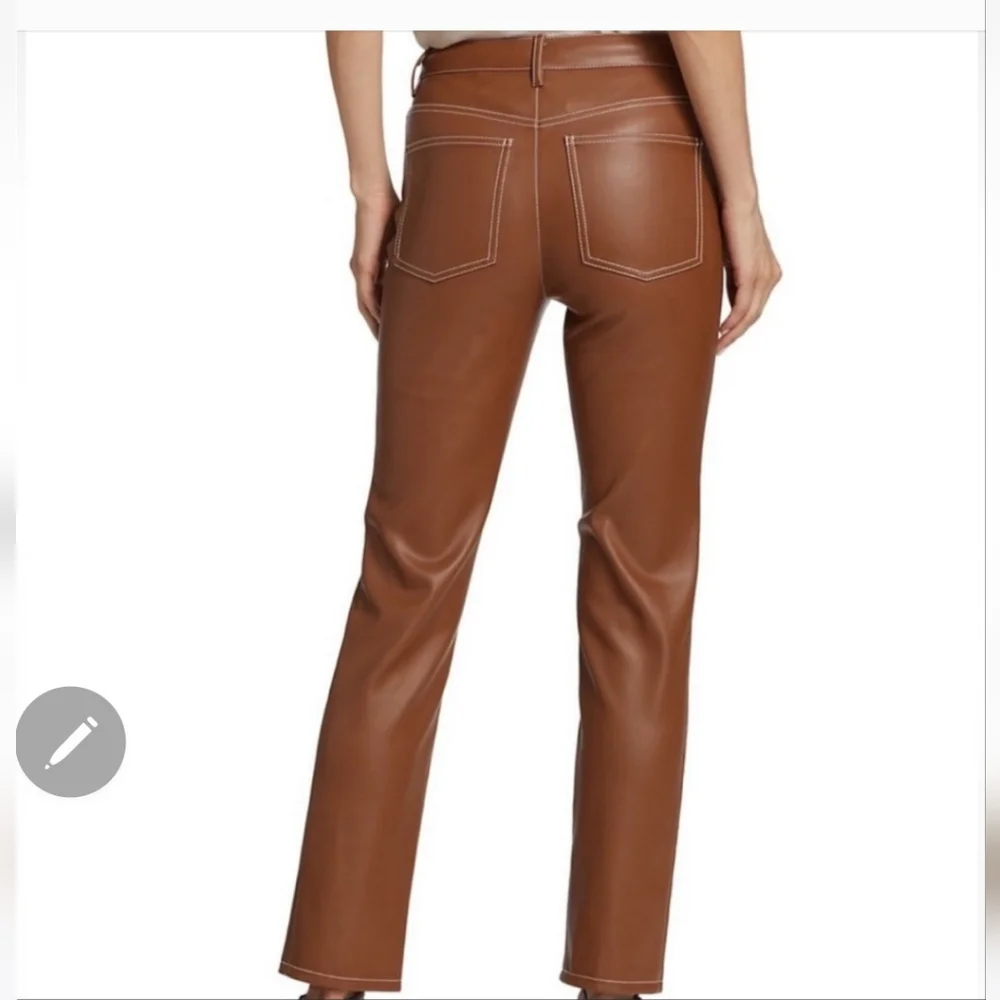 STAUD Brown Leather Pants - Picture 3 of 6